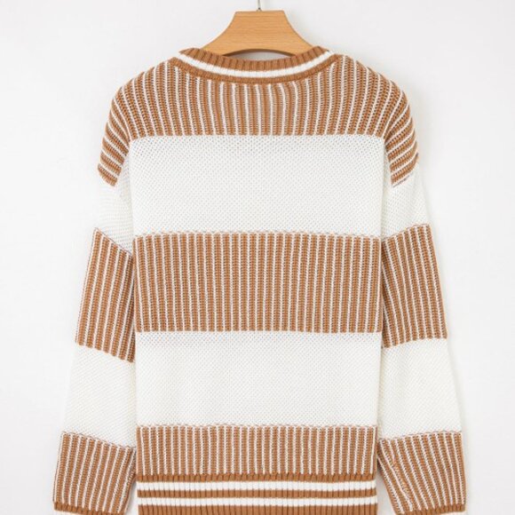 Stripe Patchwork Drop Shoulder Sweater - Picture 3 of 4
